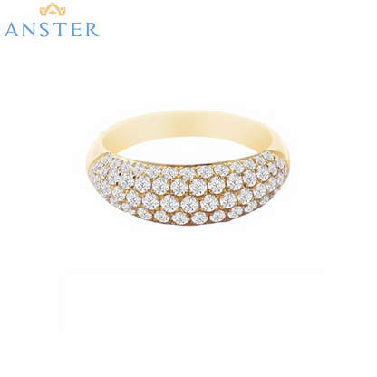 ANSTER Jewelry Anel de diamante ético feito à mão em ouro 18K com lapidação pera cultivado em laboratório 