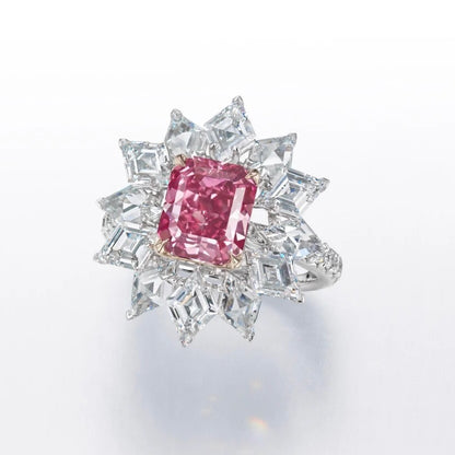 ANSTER Custom VVS2 Radiant cut Pink Lab Grown Diamond Platinum Ring