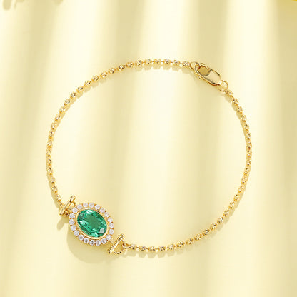 ANSTER Jewelry Custom Oval Cut 18K Gold Emerald Lab Grown Gemstone Bracelet