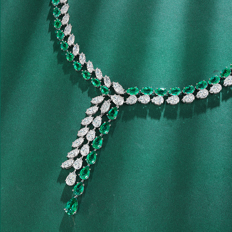ANSTER Fine Jewelry Emerald Lab Grown Gemstone 18K Gold Necklace