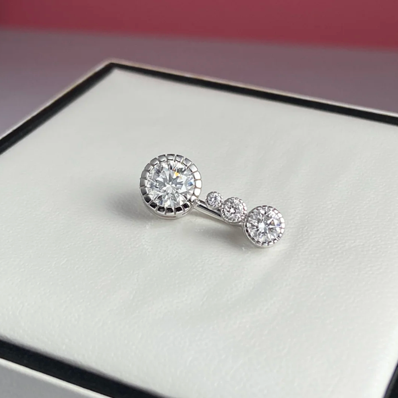 ANSTER Customized 14K Gold Piercing Jewelry Melee Lab Diamond Belly Button Ring