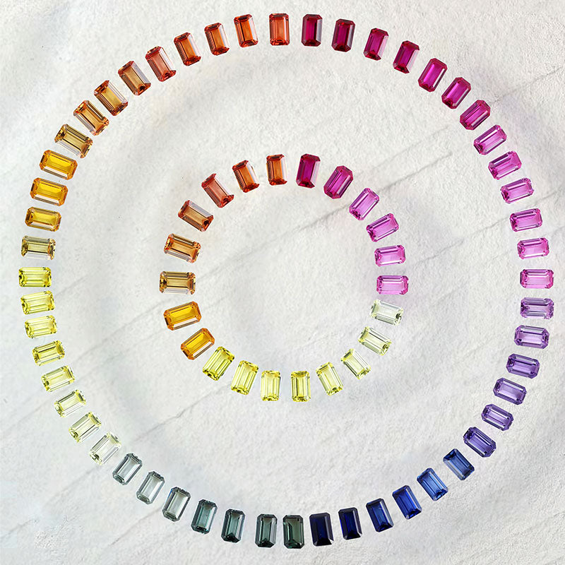 ANSTER Fine Jewelry 925 Silver Lab Grown Gemstone Rainbow Watch