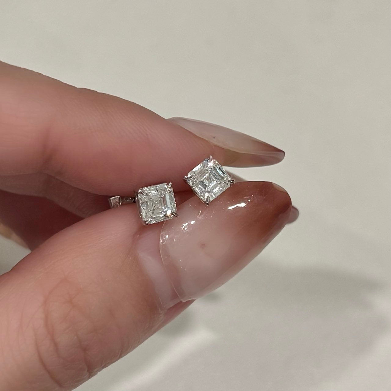 ANSTER Custom Jewelry Lab Grown Diamond Stud Earrings 9K/14K/18K White Gold Jewelry