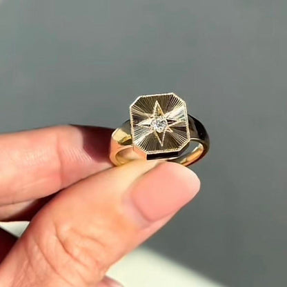 ANSTER Jewelry 18K Gold 0.5ct Round Cut Lab Grown Diamond Ring with IGI