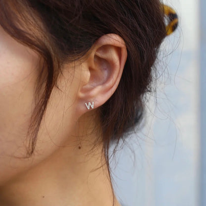 ANSTER Custom Fashion Jewelry 26 Initial Letter Stud Earrings 9K/10K/14K/18K Gold Jewelry