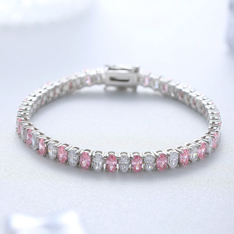 ANSTER Jewelry Custom Oval Cut Pink Lab Grown Diamond PT950 Platinum Bracelet