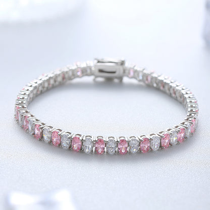 ANSTER Jewelry Custom Oval Cut Pink Lab Grown Diamond PT950 Platinum Bracelet