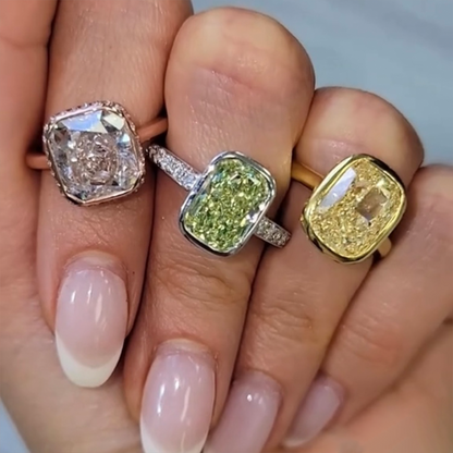 ANSTER Jewelry Anel de diamante ético feito à mão em ouro 18K com lapidação pera cultivado em laboratório 