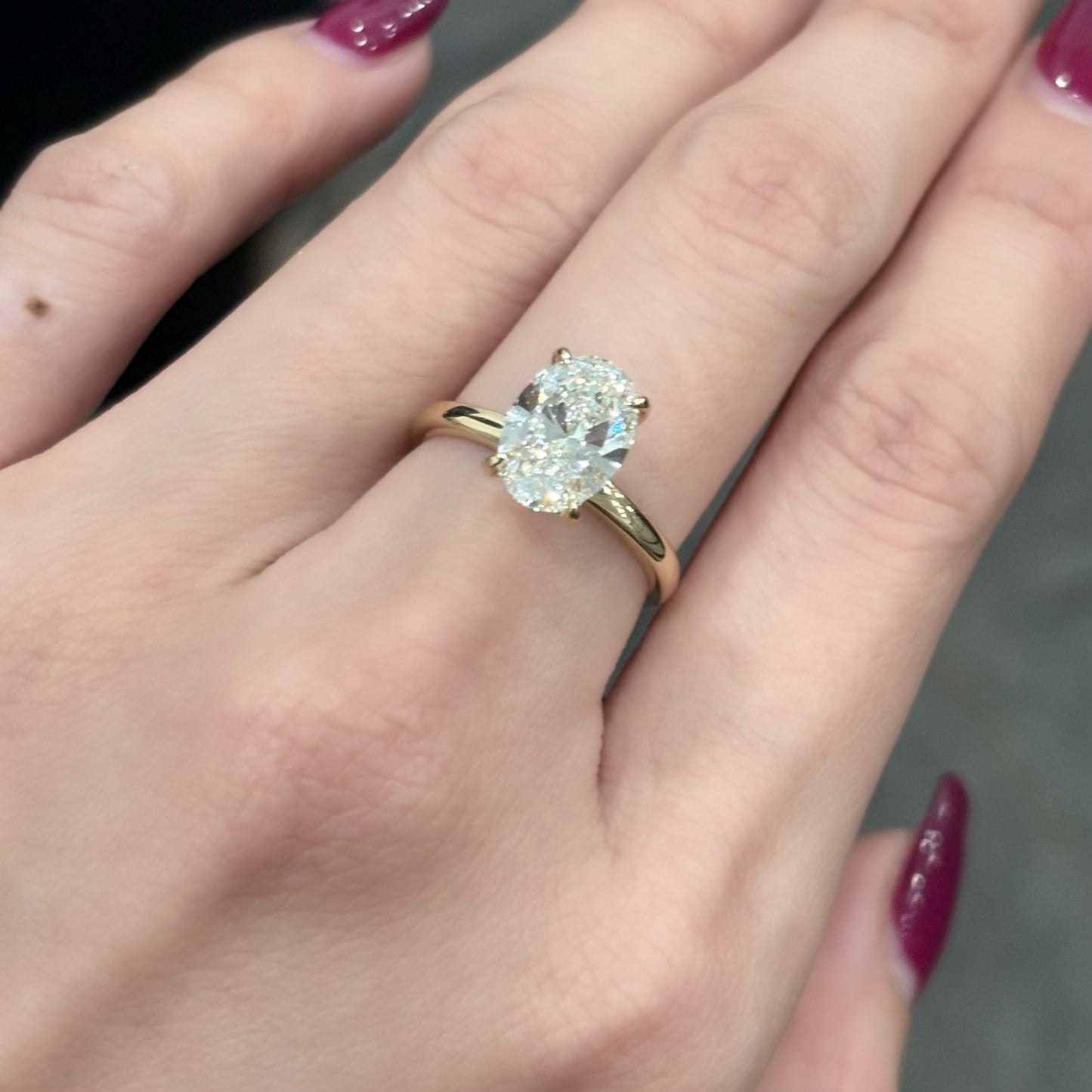 ANSTER Customized Jewelry 18K Gold Oval Cut 2ct Lab Grown Diamond Ring with IGI