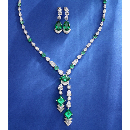 ANSTER Emerald Lab Grown Gemstone 18K Gold Necklace Jewelry sets