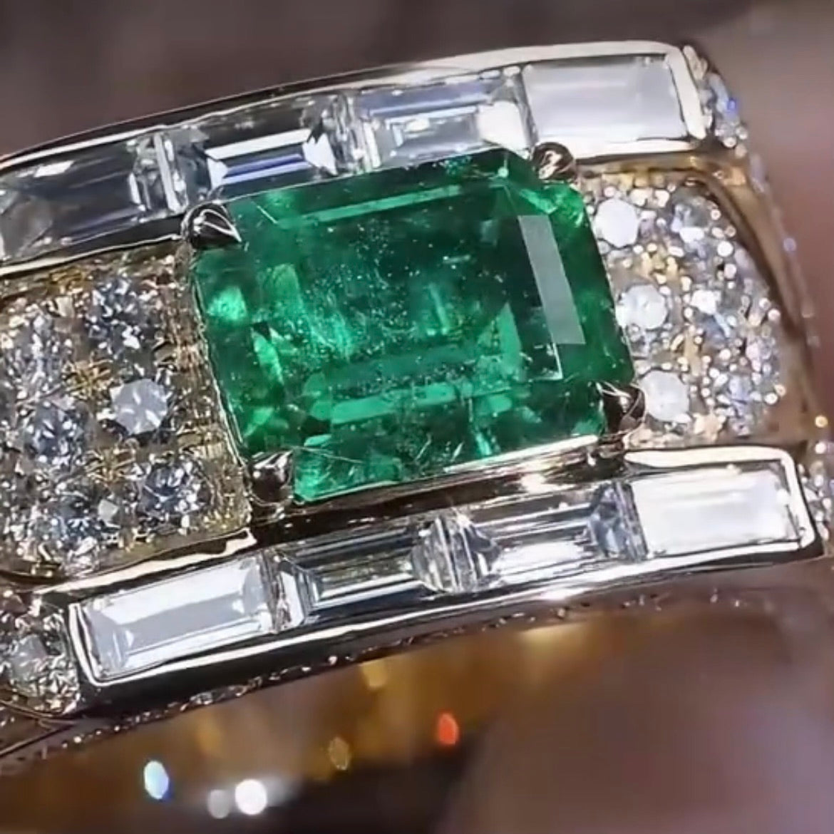 ANSTER Jewelry Customize 18K Gold Ring 2ct Lab Grown Emerald Men Ring