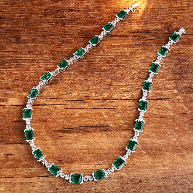 ANSTER Jewelry Custom 18K Gold Emerald Lab Grown Gemstone Necklace