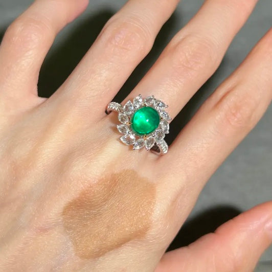 ANSTER Wholesales Price 2ct Lab Grown Emerald Ring with GRC 18K White Gold Ring