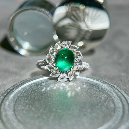 ANSTER Wholesales Price 2ct Lab Grown Emerald Ring with GRC 18K White Gold Ring