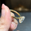 ANSTER Jewelry Anel de diamante ético feito à mão em ouro 18K com lapidação pera cultivado em laboratório 