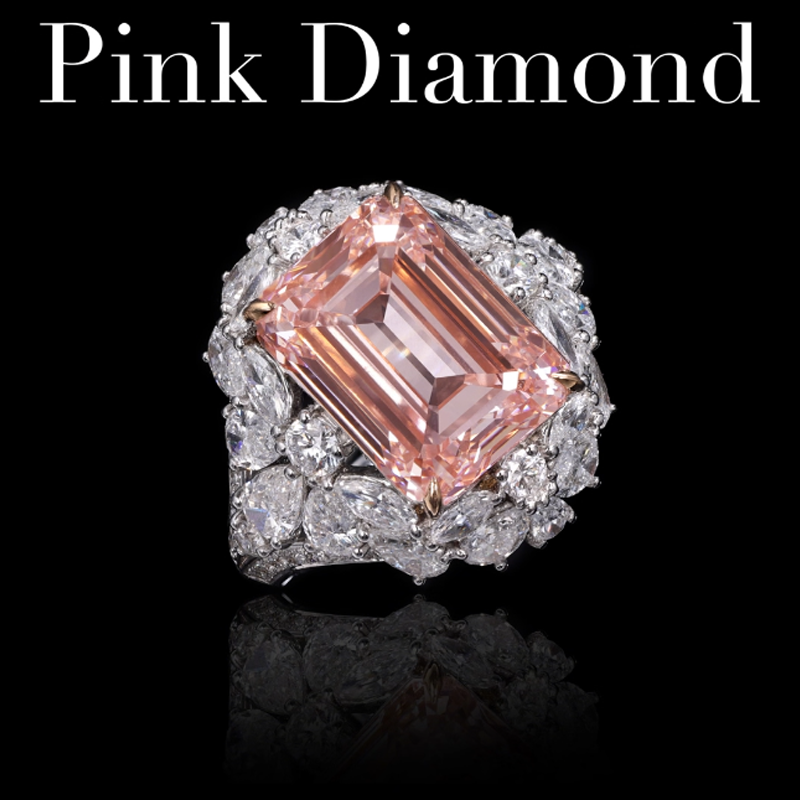 ANSTER Custom 11ct VS1 Emerald cut Lab Grown Pink Diamond Platinum Ring