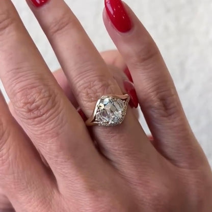 ANSTER Customized Jewelry 18K Gold 2ct Old Mine Cut Lab Grown Diamond Ring with IGI