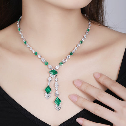 ANSTER Emerald Lab Grown Gemstone 18K Gold Necklace Jewelry sets