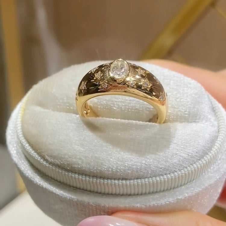 ANSTER Jewelry Anel de diamante ético feito à mão em ouro 18K com lapidação pera cultivado em laboratório 