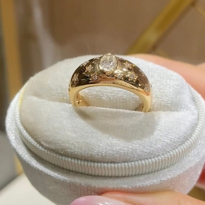 ANSTER Jewelry Anel de diamante ético feito à mão em ouro 18K com lapidação pera cultivado em laboratório 