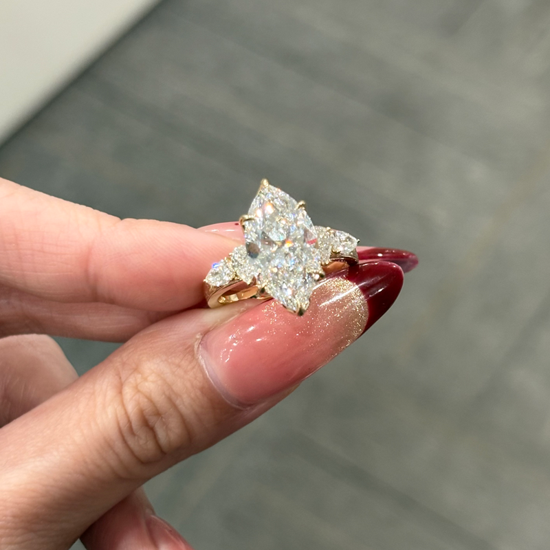 ANSTER Customized Fine Jewelry 4ct Marquise Cut Lab Grown Loose Diamond Ring