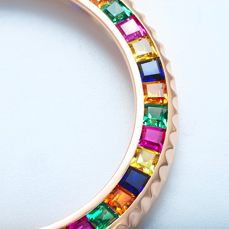 ANSTER Customize Fine Jewelry Rainbow Lab Grown Loose Gemstone Watch Bezel Inserts