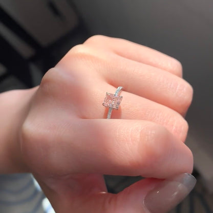 ANSTER Jewelry IGI Platinum PT950 5ct Radiant Cut Pink Lab Grown Diamond Ring