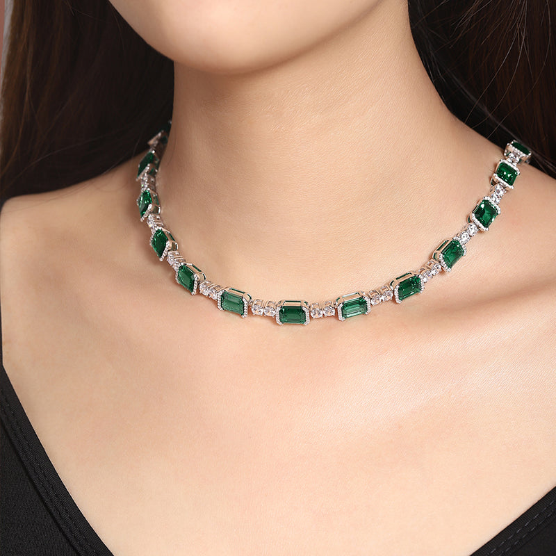 ANSTER Jewelry Custom 18K Gold Emerald Lab Grown Gemstone Necklace