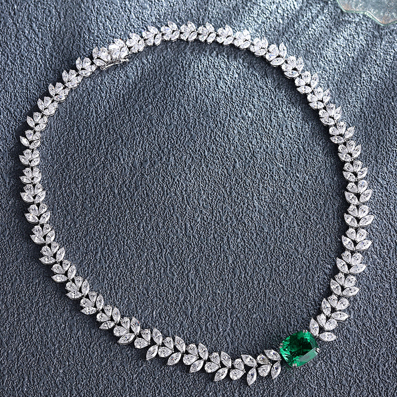 ANSTER Fine Jewelry 18K Gold Lab Grown Gemstone Emerald Necklace