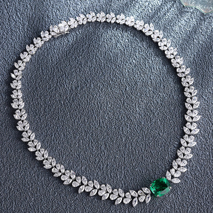 ANSTER Fine Jewelry 18K Gold Lab Grown Gemstone Emerald Necklace