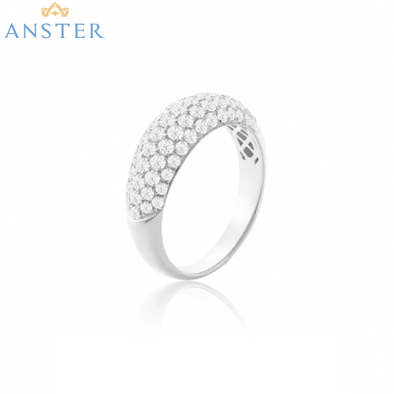 ANSTER Jewelry Anel de diamante ético feito à mão em ouro 18K com lapidação pera cultivado em laboratório 