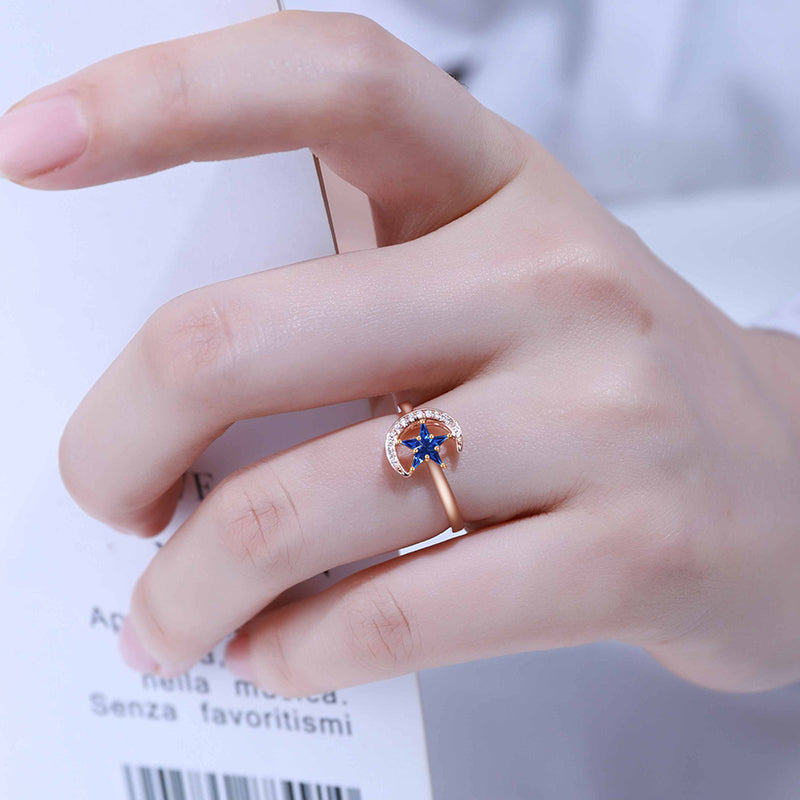 ANSTER Jewelry Custom PT950 Platinum Star Moon Lab Grown Diamond Ring