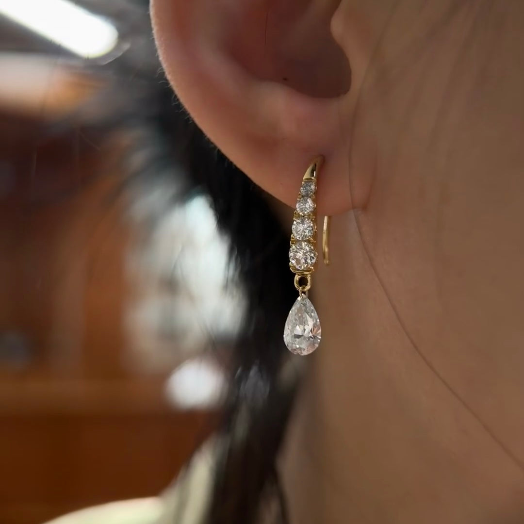 ANSTER Jewelry 18K Gold IGI VVS 6ct Pear Cut Lab Grown Diamond Earrings