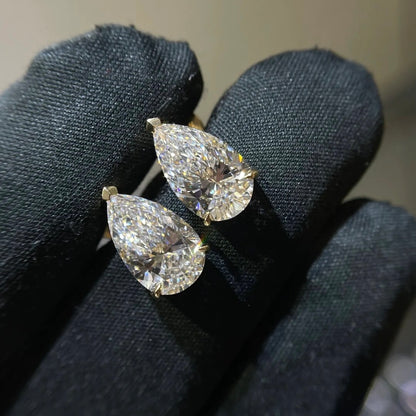 ANSTER Jewelry Anel de diamante ético feito à mão em ouro 18K com lapidação pera cultivado em laboratório 