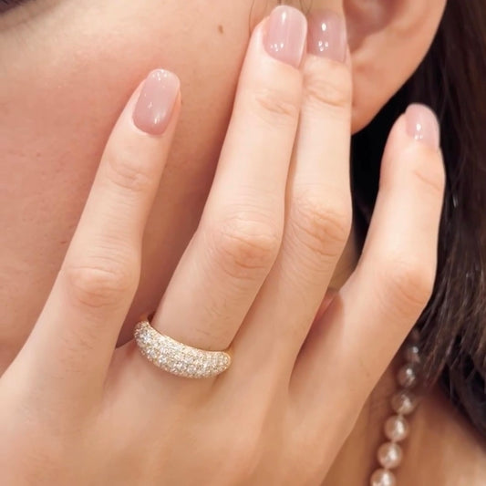 ANSTER Jewelry Anel de diamante ético feito à mão em ouro 18K com lapidação pera cultivado em laboratório 