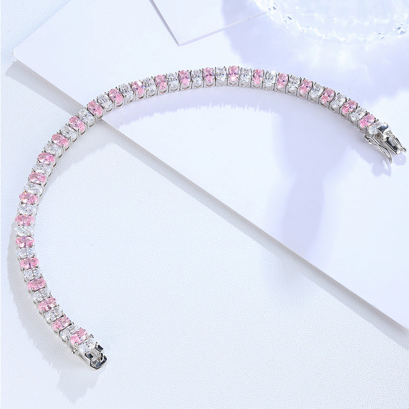 ANSTER Jewelry Custom Oval Cut Pink Lab Grown Diamond PT950 Platinum Bracelet