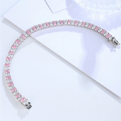 ANSTER Jewelry Custom Oval Cut Pink Lab Grown Diamond PT950 Platinum Bracelet