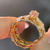 ANSTER 18K Gold Jewelry 1ct IGI VS2 VVS1 Fancy Pink Lab Grown Diamond Ring Sets