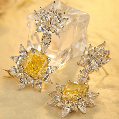 ANSTER Jewelry OEM IGI Platinum PT950 Radiant Cut Yellow Lab Grown Diamond Earrings