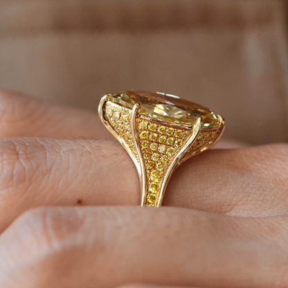 ANSTER Jewelry Anel de diamante ético feito à mão em ouro 18K com lapidação pera cultivado em laboratório 