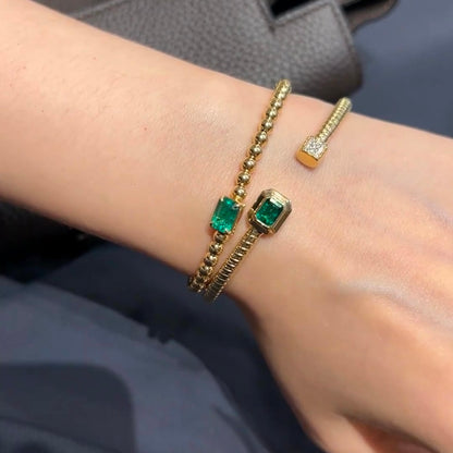 ANSTER 18K Gold Jewelry 4ct Lab Grown Emerald Bangle with GIA