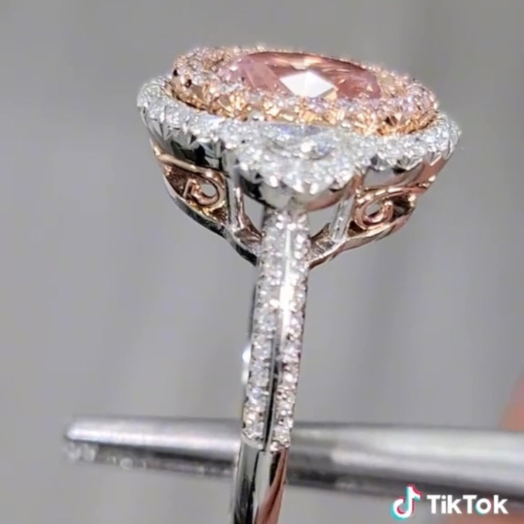 ANSTER Platinum Jewelry PT950 Ring 1.5ct Fancy Pink Lab Grown Diamond Engagement Ring with IGI