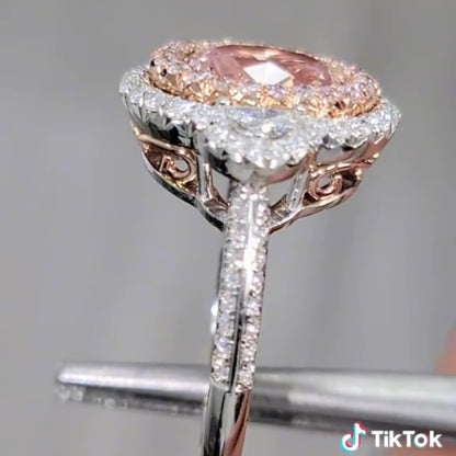 ANSTER Platinum Jewelry PT950 Ring 1.5ct Fancy Pink Lab Grown Diamond Engagement Ring with IGI