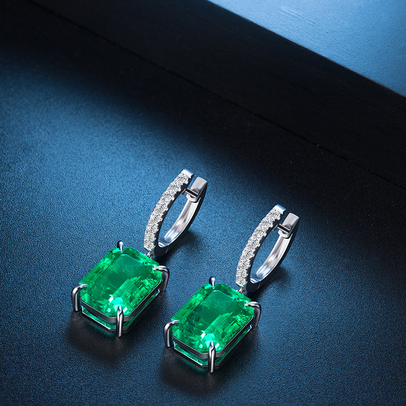 ANSTER Jewelry Customize Lab Grown Gemstone 18K Gold Lab Emerald Earrings