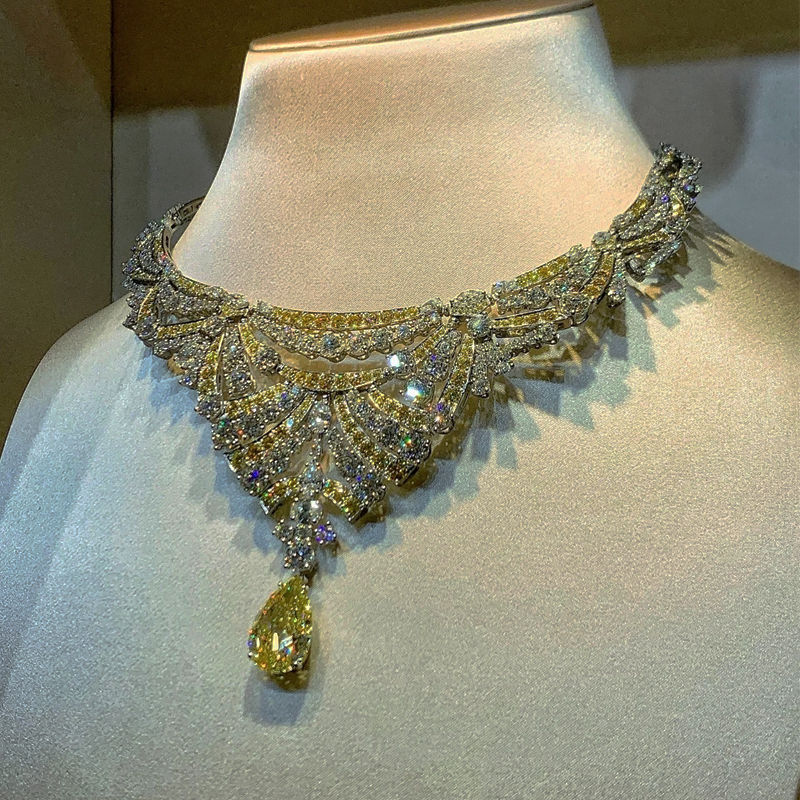 ANSTER Wholesales Price 18.82ct Pear cut Yellow Lab Grown Loose Diamond Fine Necklace with IGI Dubai Jewelry