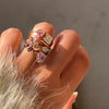 ANSTER Jewelry 18K Gold Ring VVS2 CVD Fancy Lab Grown Diamond Ring sets with IGI
