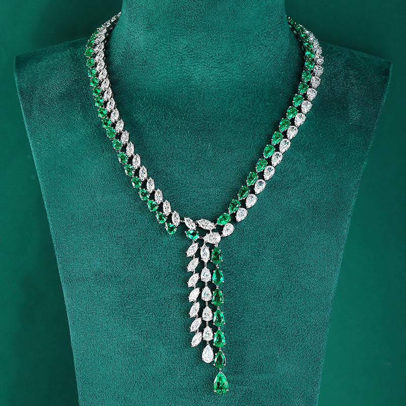 ANSTER Fine Jewelry Emerald Lab Grown Gemstone 18K Gold Necklace