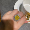 ANSTER Jewelry IGI Platinum PT950 10ct Asscher Cut Yellow Lab Grown Diamond Ring