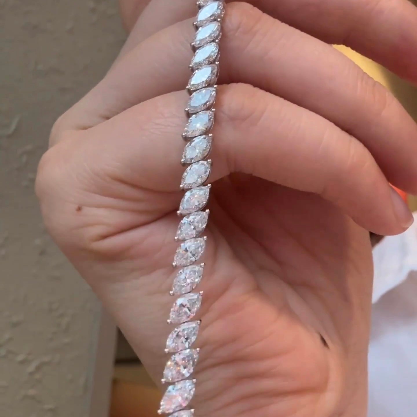 ANSTER Jewelry Marquise cut Lab Grown Diamond Tennis Chain Bracelet with IGI