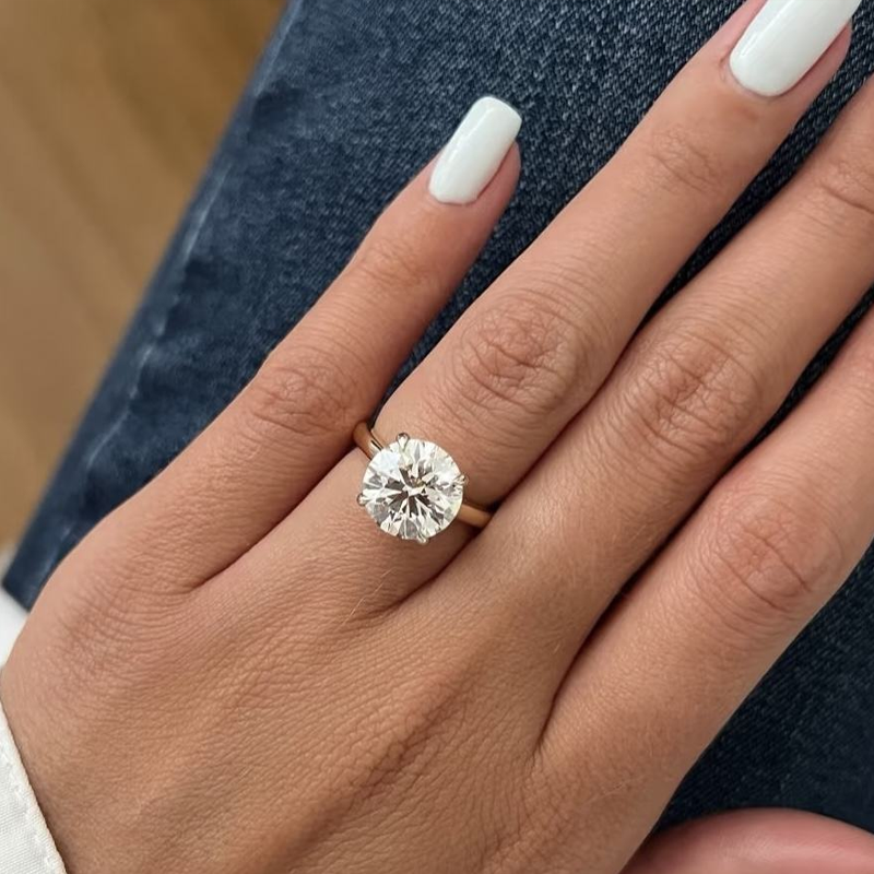 ANSTER Jewelry Anel de diamante ético feito à mão em ouro 18K com lapidação pera cultivado em laboratório 